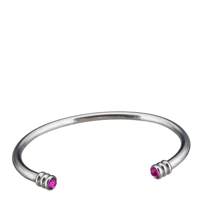 Liv Oliver Pink/Silver Plated Open Cuff Topaz Bangle