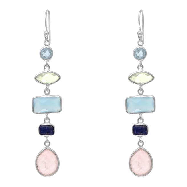 Alexa by Liv Oliver Sterling Silver Multishape Faceted Gemstone Earrings