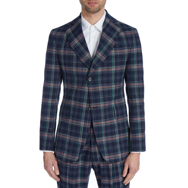 Vivienne Westwood Navy Check Cotton Peacock Jacket