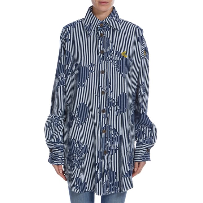Vivienne Westwood Navy/Rose Stripe Print Chaos Shirt
