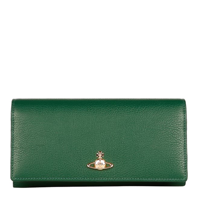 Vivienne Westwood Green Balmoral Long Wallet with Chain