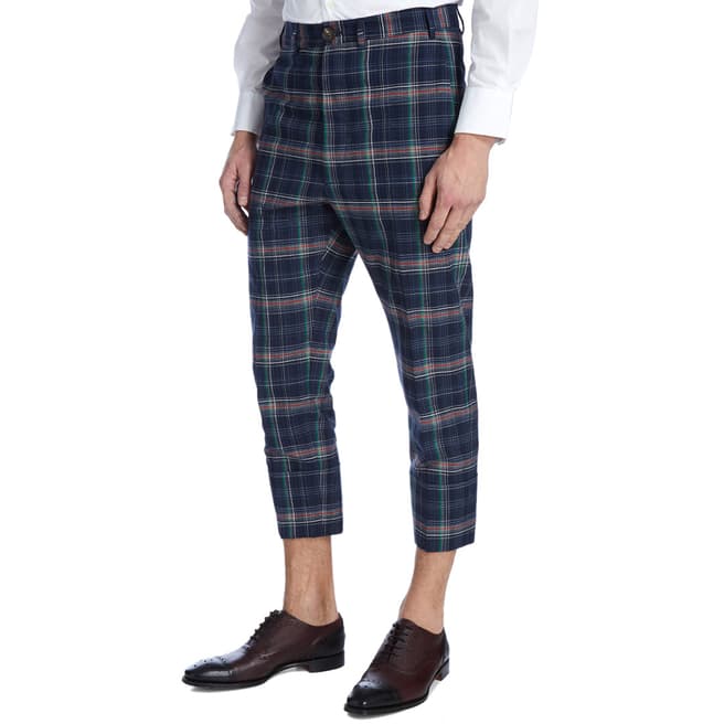Vivienne Westwood Navy Check Cropped James Bond Trousers
