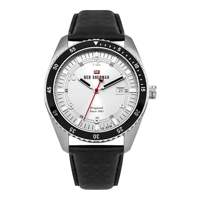 Ben Sherman Ronnie Sports Black Leather Silver Sunray Dial Watch