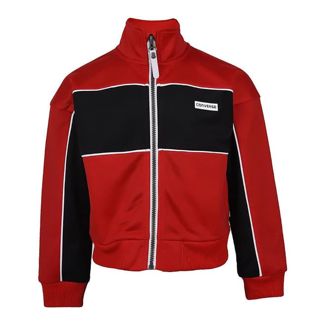 Converse Red Cropped Tricot Warm Up Jacket