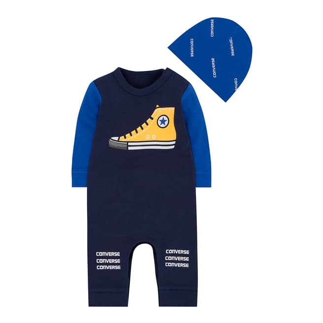 Converse Baby Boy's Grippy Midnight Navy Coverall and Hat Set 
