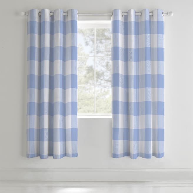 Catherine Lansfield Boston Check 168x183cm Curtains, Blue