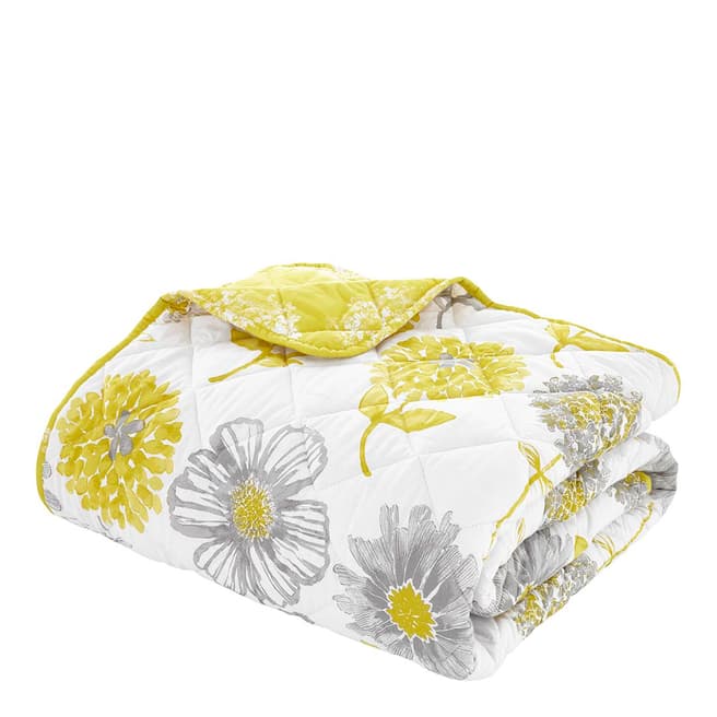 Catherine Lansfield Banbury Floral Bedspread, Yellow