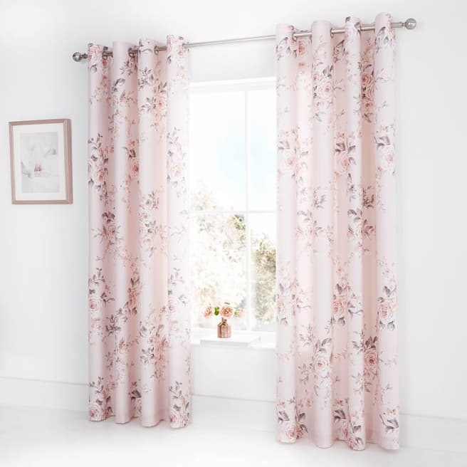 Catherine Lansfield Canterbury 168x183cm Curtains, Blush