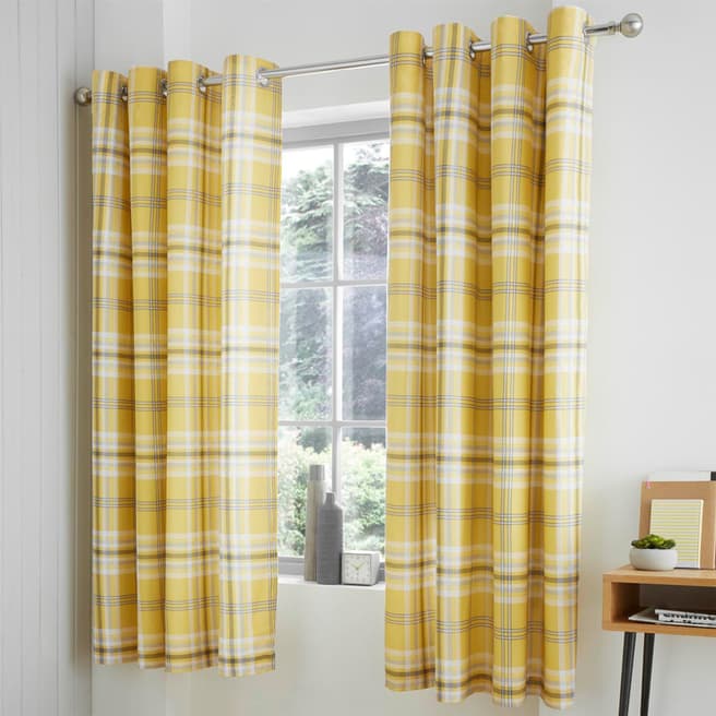 Catherine Lansfield Kelso 168x183cm Curtains, Ochre