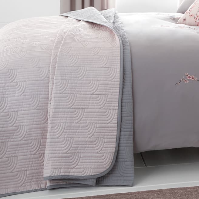 Catherine Lansfield Embroidered Blossom Bedspread, Pink