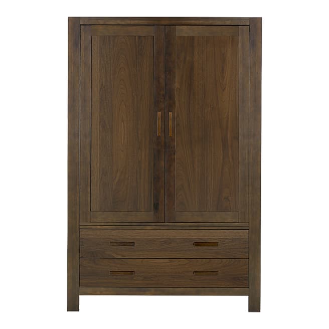 Bentley Designs Lyon Walnut Large Double Wardrobe With 2 Drawers