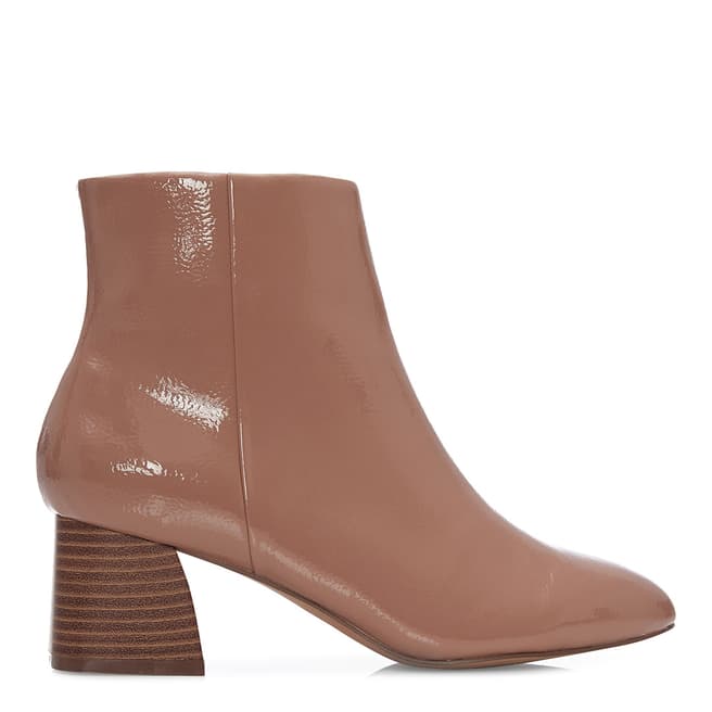 Moda in Pelle Nude Patent Macia Ankle Boots 