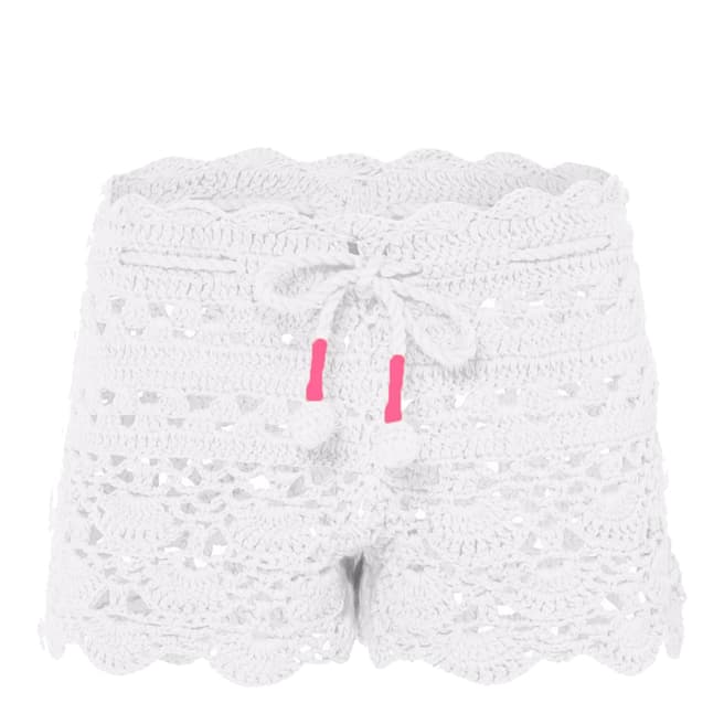 Sunuva Girls White with Pink Crochet Short