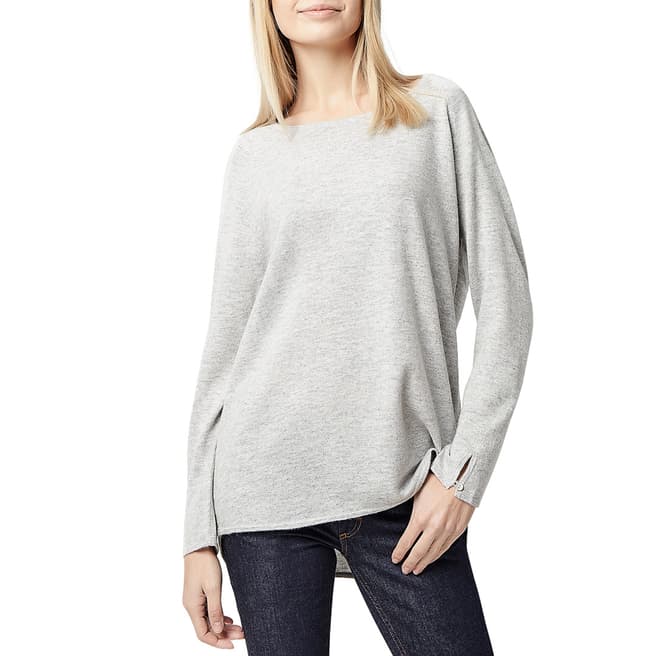 Manode Light Grey Marl Round Neck Wool and Cashmere Blend Relaxed Fit Jumper