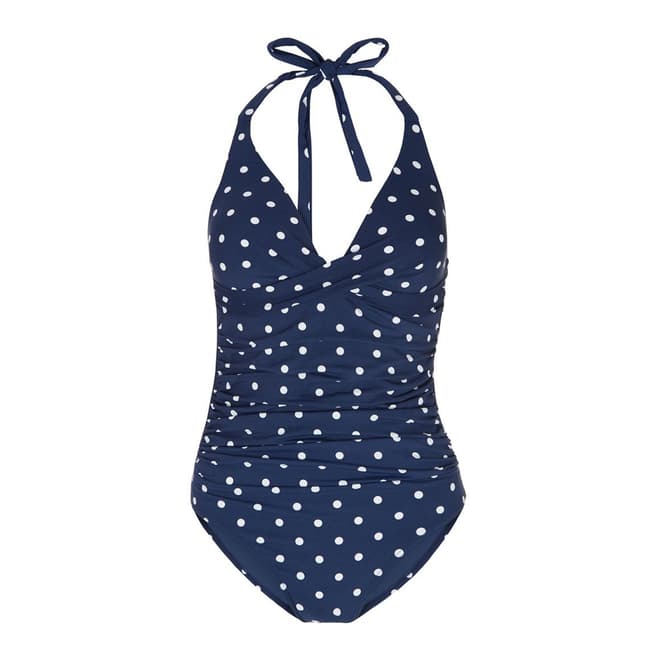 Hobbs London Blue/White Astrid Spot Swimsuit