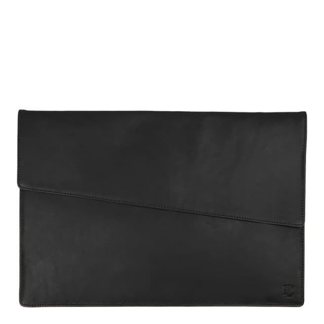 Forbes & Lewis Black Lancing Leather Laptop Case 15 Inch