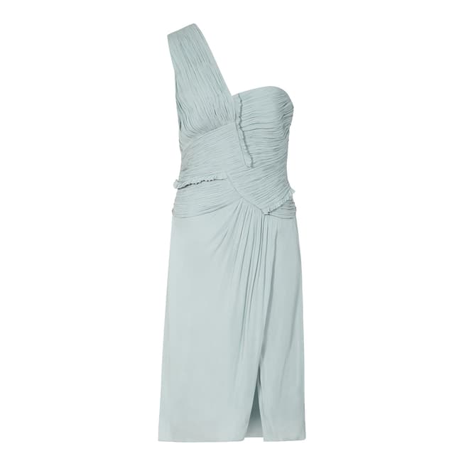 Reiss Pale Sage Abby One Shoulder Dress