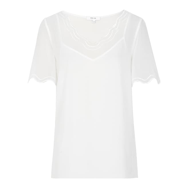 Reiss Floral White Porto Scallop T-Shirt