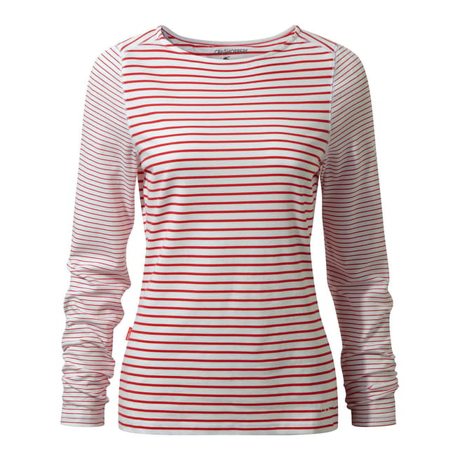 Craghoppers Red/White Nosilife Erin Long-Sleeved Top
