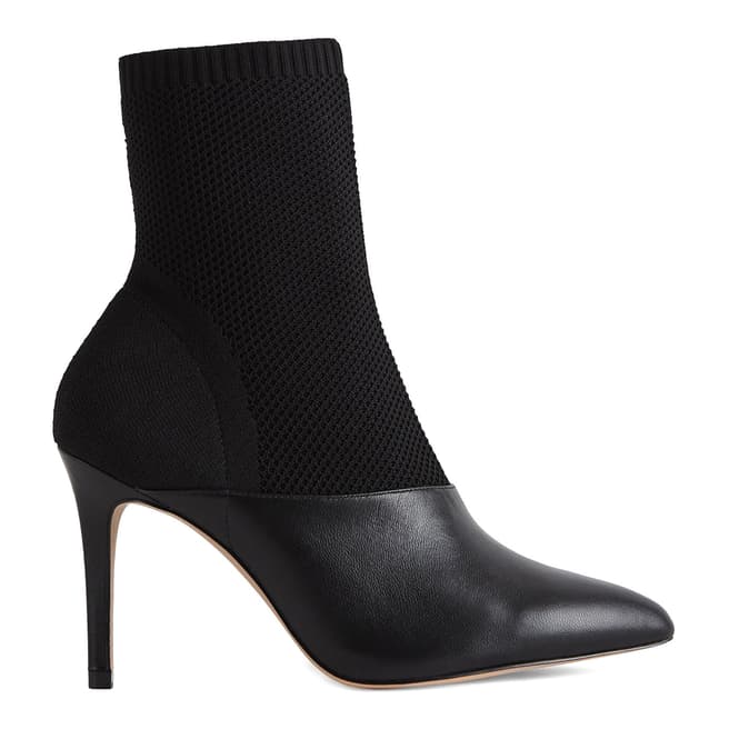 Reiss Black Cosmos Knitted Ankle Boots