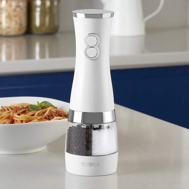 Tower White Duo Electric Salt & Pepper Mill