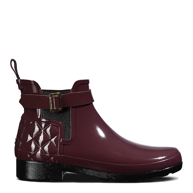 Hunter Oxblood Refined Gloss Quilted Chelsea Boots