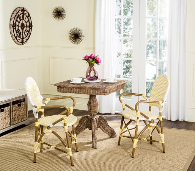 Safavieh Carla Bistro Set of 2 Arm Chairs, Yellow & White