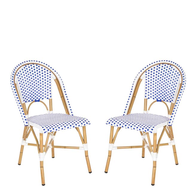 Safavieh Adalene Bistro Set of 2 Side Chairs, Blue & White