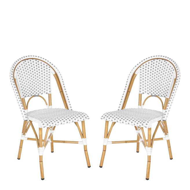 Safavieh Adalene Bistro Set of 2  Side Chairs, Grey & White