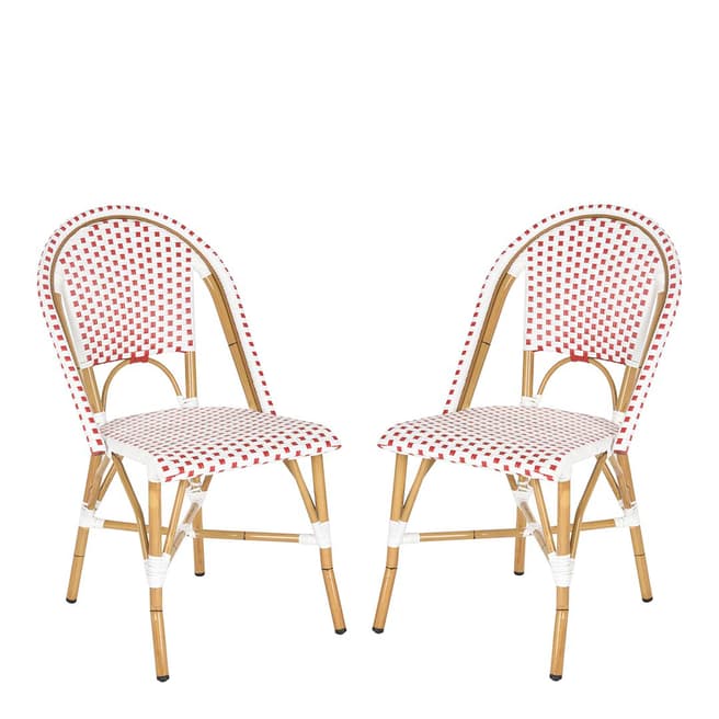 Safavieh Adalene Bistro Set of 2 Side Chairs, Red & White