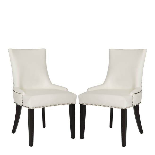 Safavieh Vivian Dining Chair White Leather/Espresso