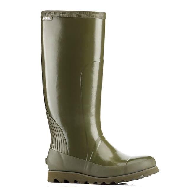 Sorel Green Joan Rain Tall Gloss Long Rubber Boots 
