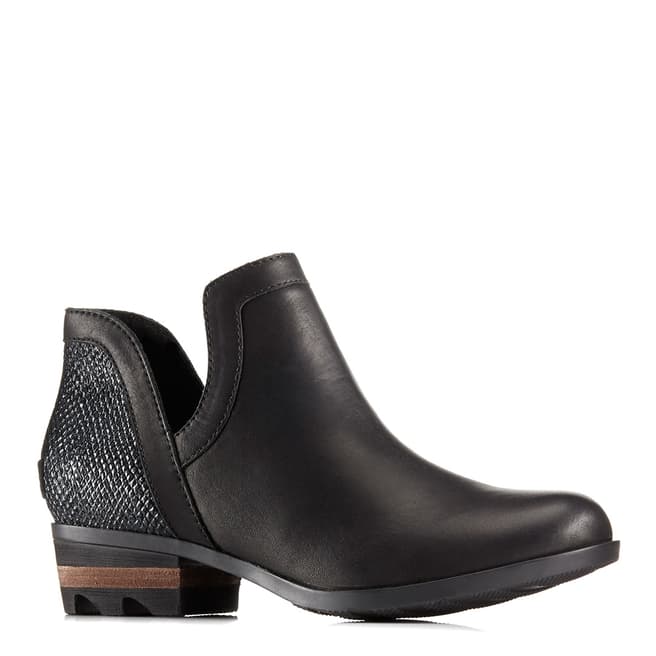 Sorel Black Leather Cut-Out Ankle Boots 