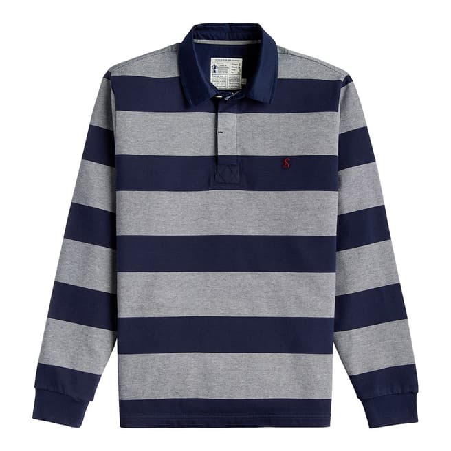 Joules Navy/Grey Onside Stripe Cotton Rugby Shirt