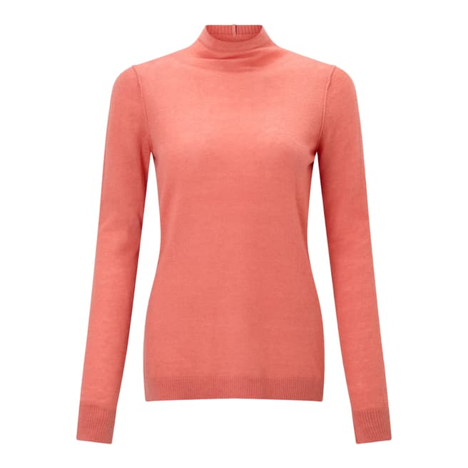 Jigsaw Coral Wafer Polo Neck Cashmere Jumper