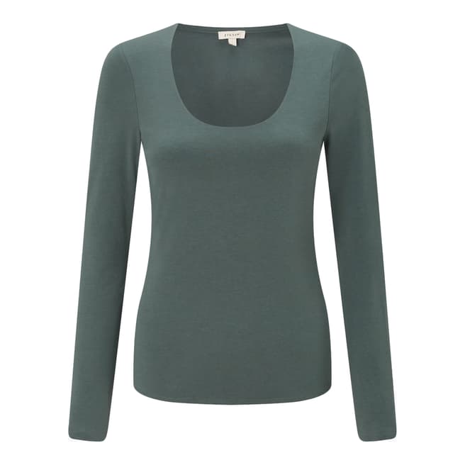 Jigsaw Green Double Front Scoop Top