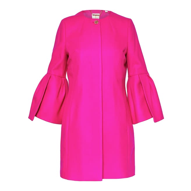 Ted Baker Bright Pink Jordane Wool/Cashmere Blend Coat
