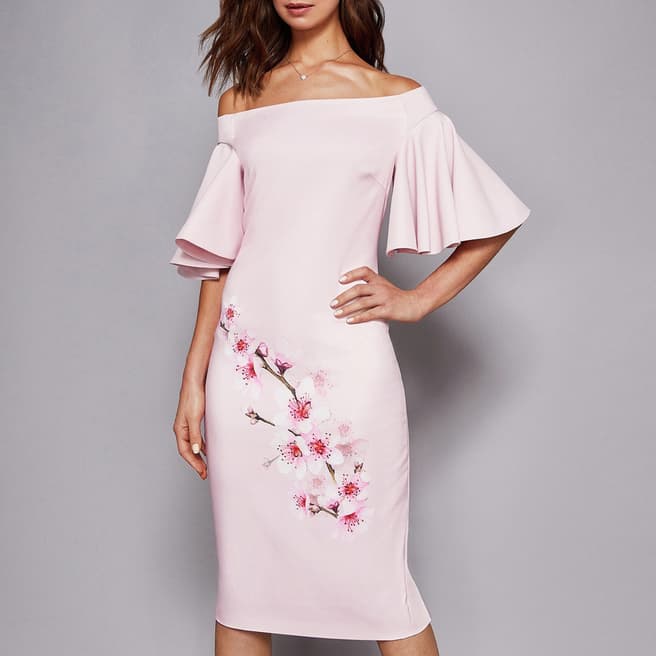 Ted Baker Light Pink Calinda Blossom Bardot Dress