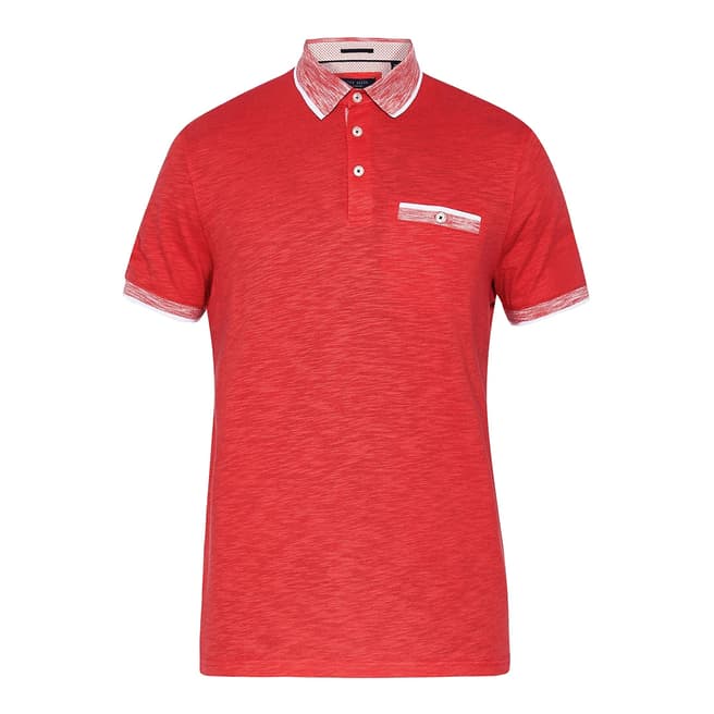 Ted Baker Red Dalmat Cotton Blend Polo Shirt