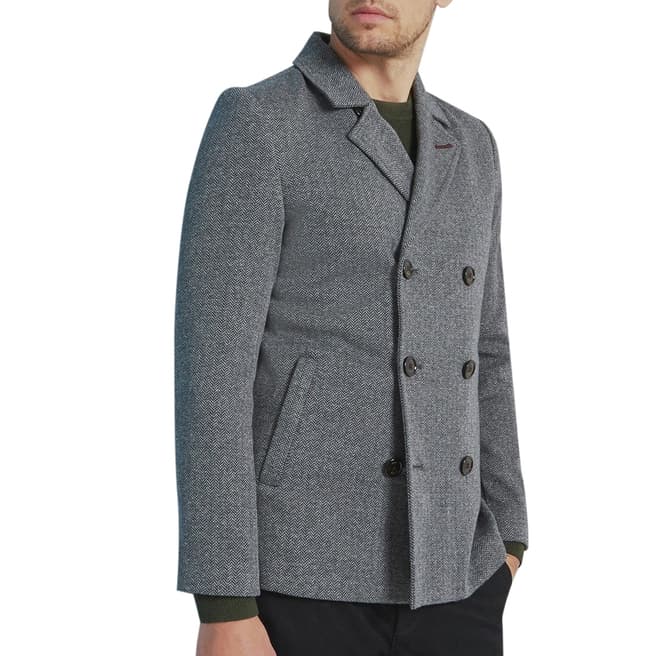 Ted Baker Charcoal Bonde Jersey Cotton Blend Peacoat