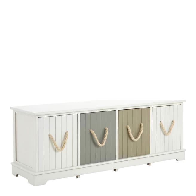 Premier Housewares Maine 4 Assorted Drawers Bench, White/Pastel