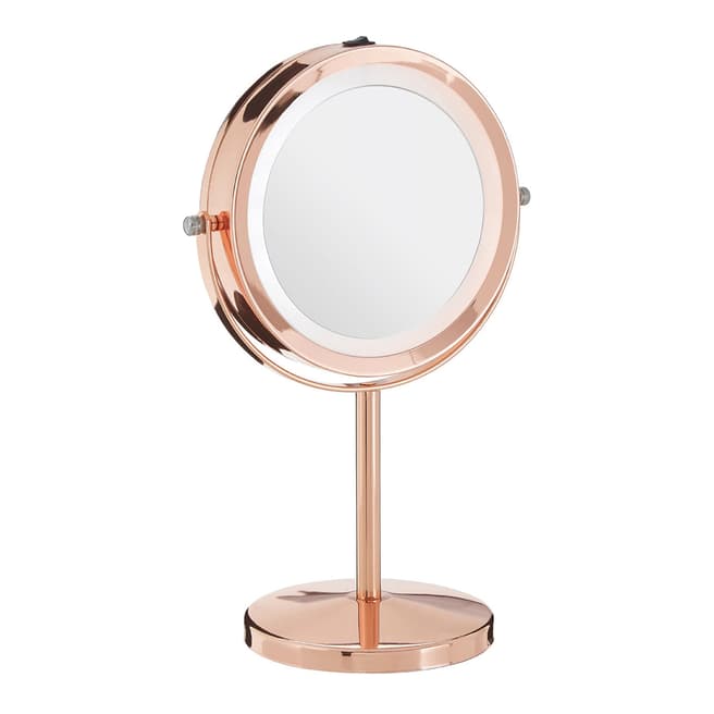 Premier Housewares Clara LED Mirror, Rose Gold