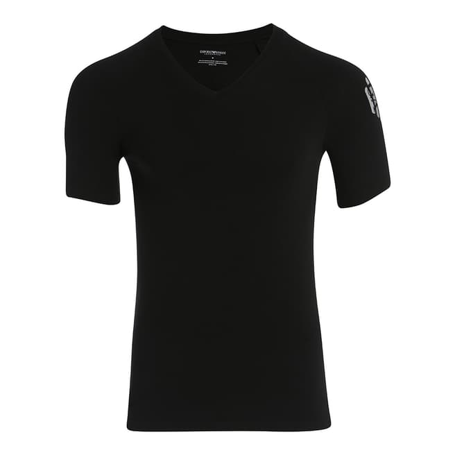 Armani Black V Neck Knit T Shirt
