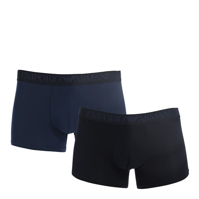Armani Marine Blue/Stone 2 Pack Knit Boxer Short