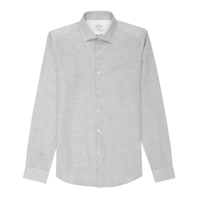 Reiss Grey Patrice Stripe Slim Cotton/Linen Shirt