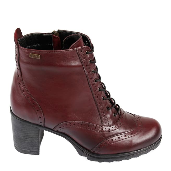 Gön Burgundy Antique Leather Lace up Brogue Ankle Boots 