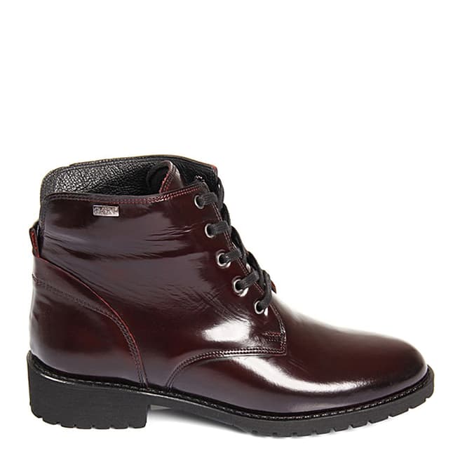 Gön Burgundy Patent Leather Lace Up Ankle Boots 