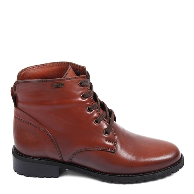 Gön Brown Leather Lace Up Ankle Boots 