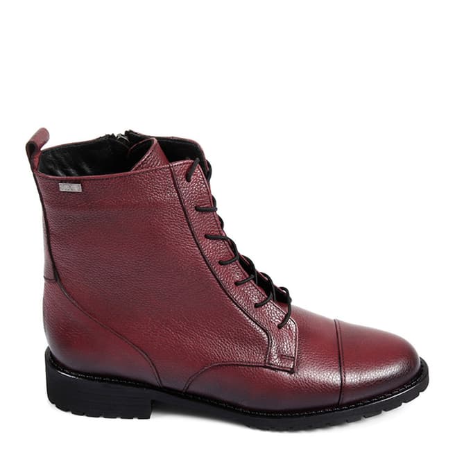 Gön Burgundy Leather Lace Up Ankle Boots 
