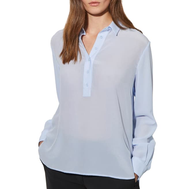 Great Plains Chambray Blue Collared Blouse